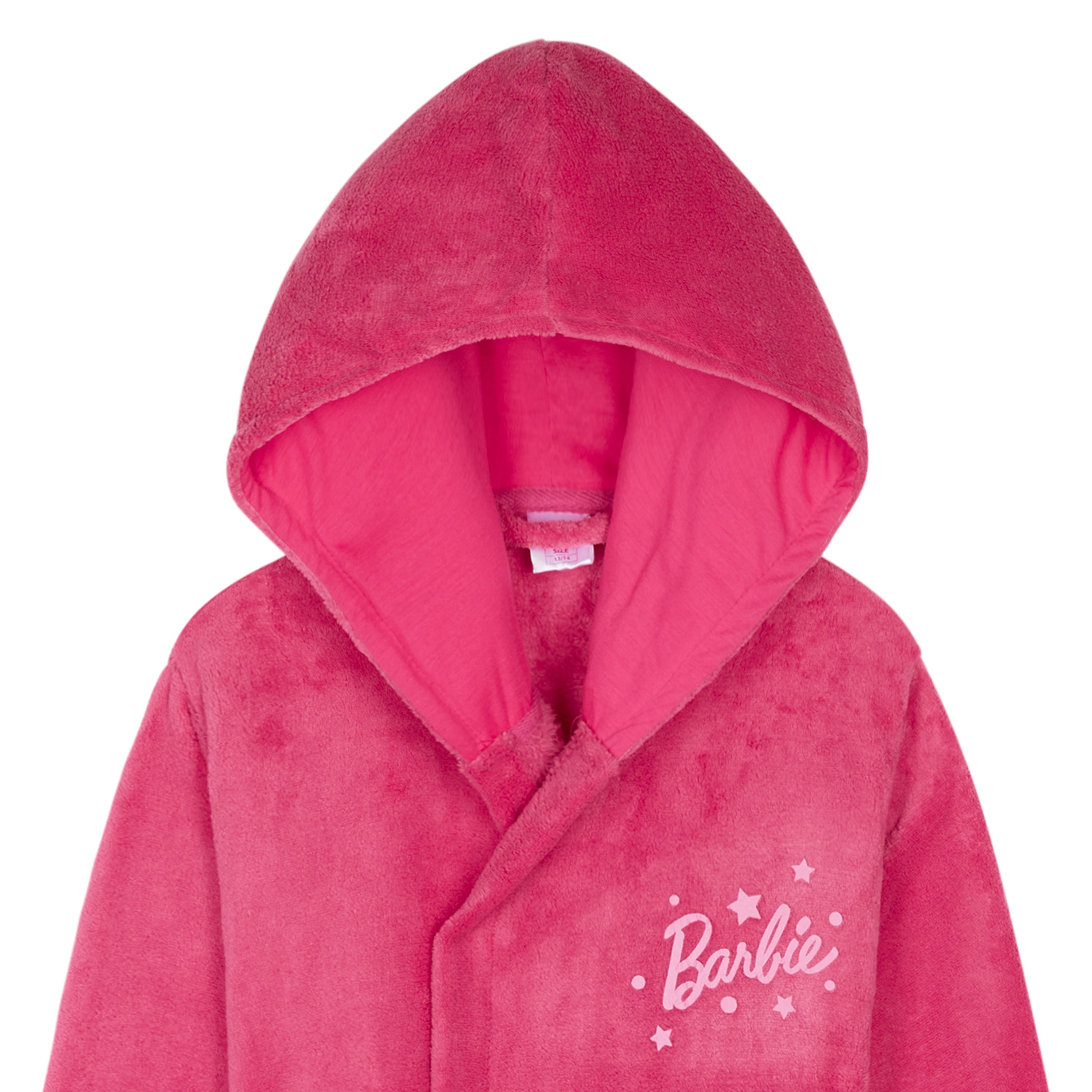 Barbie Girls Teenagers Fleece Dressing Gown with Hood & Pockets, Cosy Robe Fluffy Loungewear Nightwear - Gifts for Girls - Get Trend