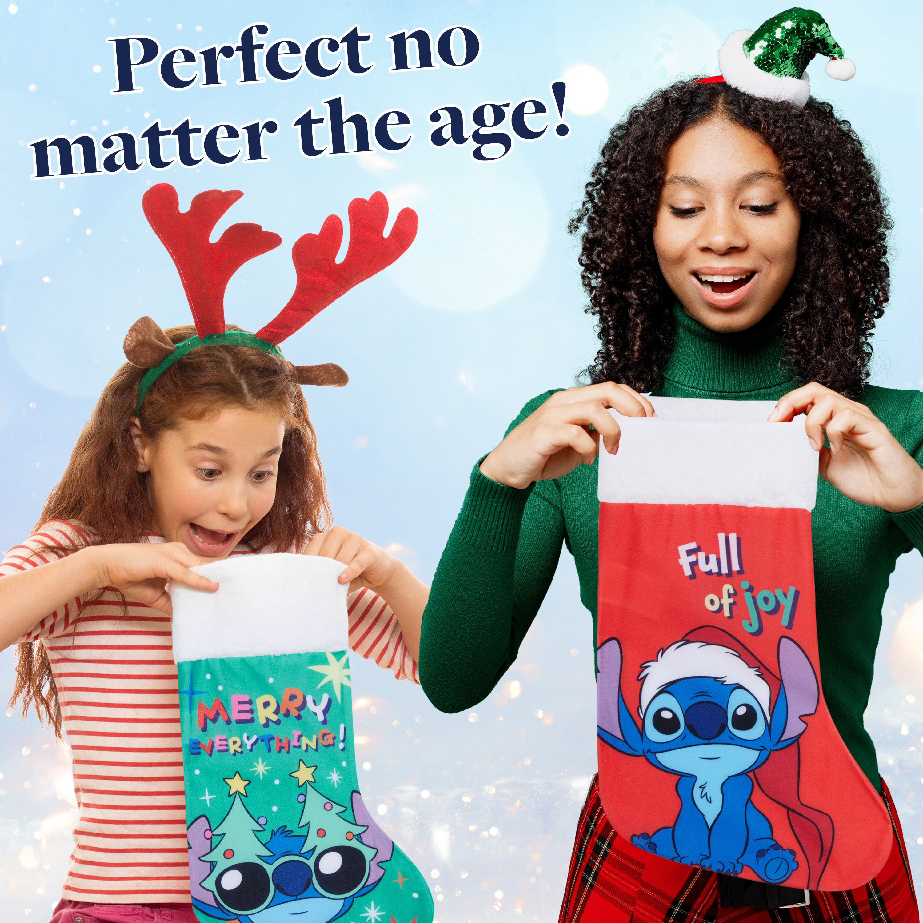 Disney Stitch Christmas Stockings for Kids Teens Adults Set of 3, Cute Festive Hanging Festive Decor Xmas Stockings - Get Trend