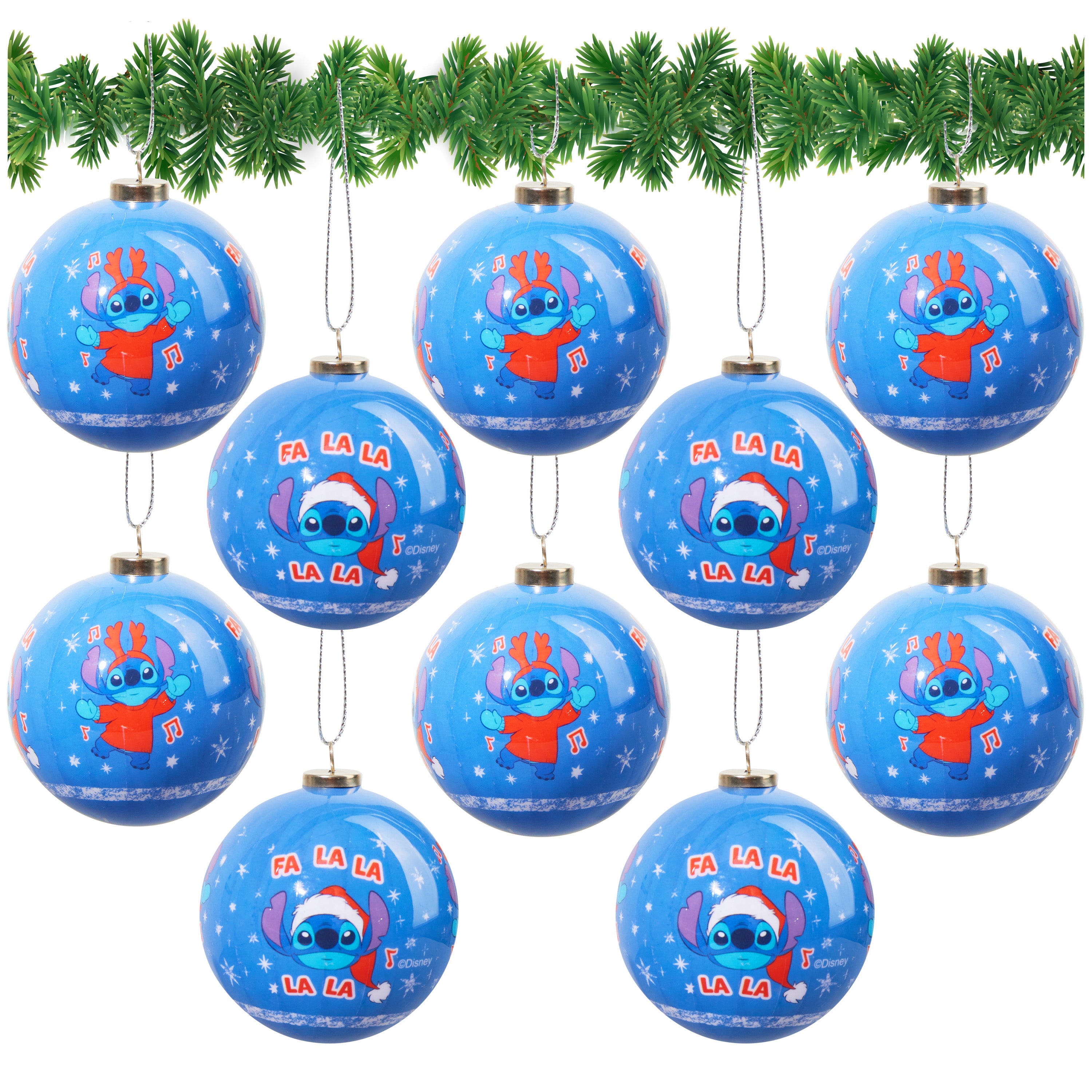 Disney Stitch Tree Baubles Christmas Decorations Pack of 10 Festive Hanging Ornament Balls Xmas Gifts - Get Trend