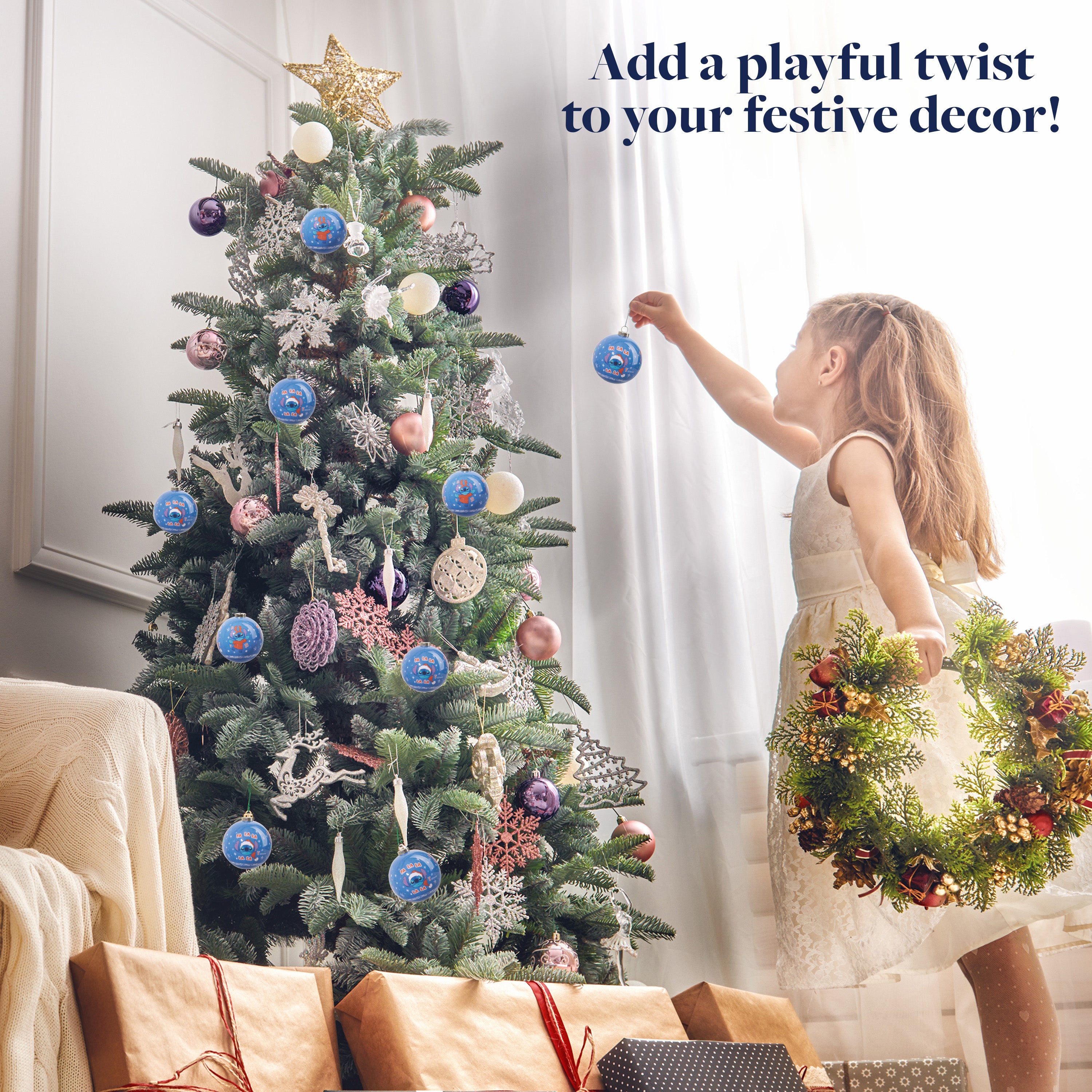 Disney Stitch Tree Baubles Christmas Decorations Pack of 10 Festive Hanging Ornament Balls Xmas Gifts - Get Trend