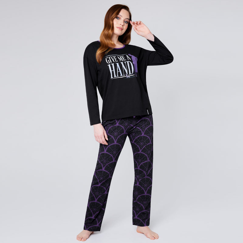 Wednesday Ladies Pyjamas Set - Black/Hand - Get Trend