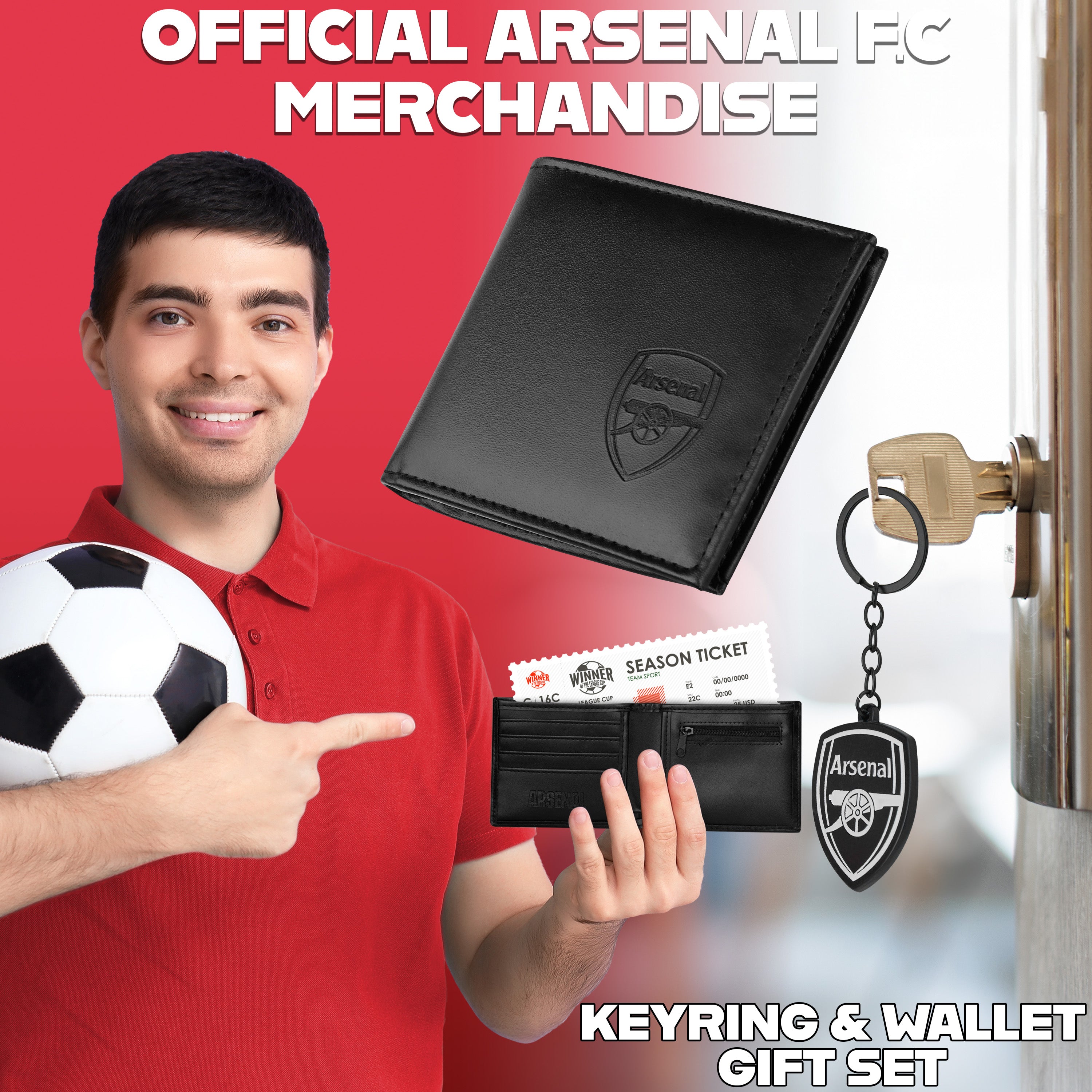 Arsenal F.C. Sports Fan Wallet Accessories Set with Card Slots & Coin Pocket. - Get Trend