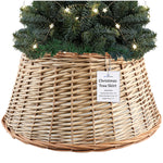 DECO EXPRESS Christmas Tree Skirt Woven Tree Cover Stand Festive Cover Decoration - Range of Sizes (Beige - Top Inner 36cm/Base Inner 53cm) - Get Trend