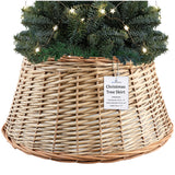 DECO EXPRESS Christmas Tree Skirt Woven Tree Cover Stand Festive Cover Decoration - Range of Sizes (Beige - Top Inner 36cm/Base Inner 53cm) - Get Trend