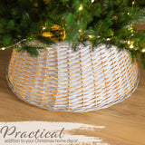 DECO EXPRESS Christmas Tree Skirt Woven Tree Cover Stand Festive Cover Decoration - Range of Sizes (Beige - Top Inner 36cm/Base Inner 53cm) - Get Trend