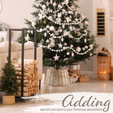 DECO EXPRESS Christmas Tree Skirt Woven Tree Cover Stand Festive Cover Decoration - Range of Sizes (Beige - Top Inner 36cm/Base Inner 53cm) - Get Trend