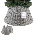 DECO EXPRESS Christmas Tree Skirt Woven Tree Cover Stand Festive Cover Decoration - Range of Sizes (Grey - Top Inner 27.2cm/Base Inner 50cm) - Get Trend
