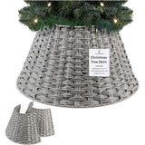 DECO EXPRESS Christmas Tree Skirt Woven Tree Cover Stand Festive Cover Decoration - Range of Sizes (Grey - Top Inner 27.2cm/Base Inner 50cm) - Get Trend