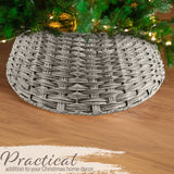 DECO EXPRESS Christmas Tree Skirt Woven Tree Cover Stand Festive Cover Decoration - Range of Sizes (Grey - Top Inner 27.2cm/Base Inner 50cm) - Get Trend