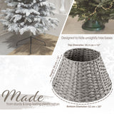 DECO EXPRESS Christmas Tree Skirt Woven Tree Cover Stand Festive Cover Decoration - Range of Sizes (Grey - Top Inner 27.2cm/Base Inner 50cm) - Get Trend
