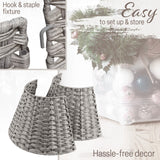 DECO EXPRESS Christmas Tree Skirt Woven Tree Cover Stand Festive Cover Decoration - Range of Sizes (Grey - Top Inner 27.2cm/Base Inner 50cm) - Get Trend