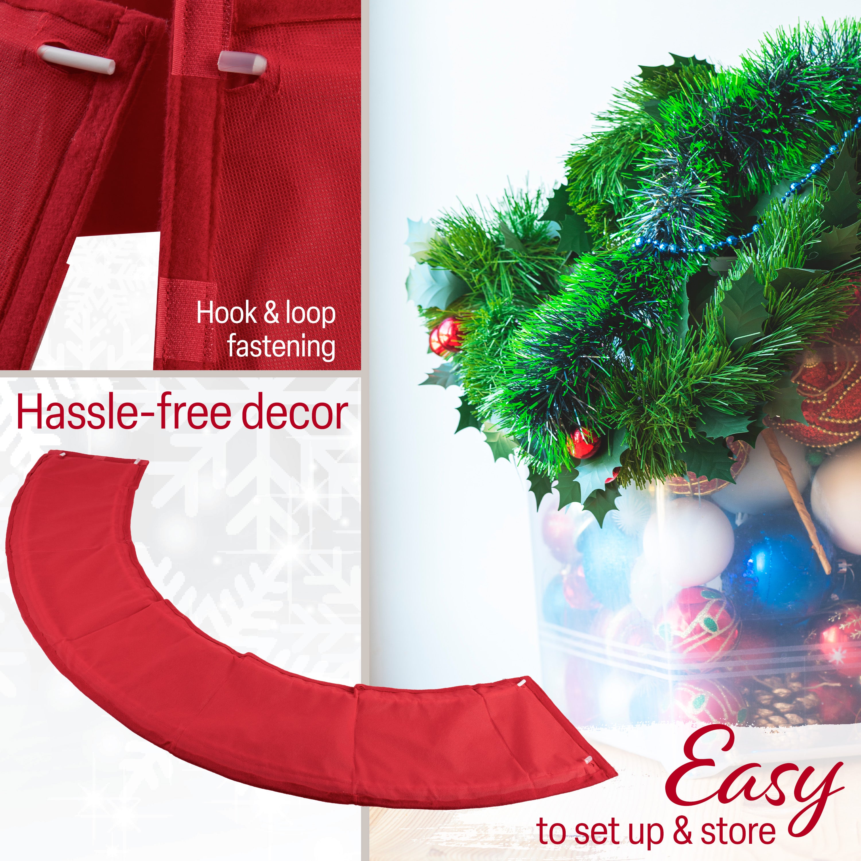 DECO EXPRESS Christmas Tree Skirt - Funny Christmas Santa Tree Cover - Festive Cover Decoration - (Red Merry - Top 42cm/Base 56cm) - Get Trend