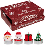 DECO EXPRESS Christmas Tealight Candle Set, Multipack of 12 with 2.5 Hours Burning Time Festive Xmas Decor Unscented (Multi 3D 12 Pack) - Get Trend