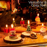 DECO EXPRESS Christmas Tealight Candle Set, Multipack of 12 with 2.5 Hours Burning Time Festive Xmas Decor Unscented (Multi 3D 12 Pack) - Get Trend
