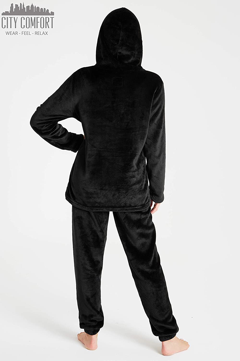CityComfort Womens Pyjamas, Warm Fleece Hooded Pyjamas for Women Sets