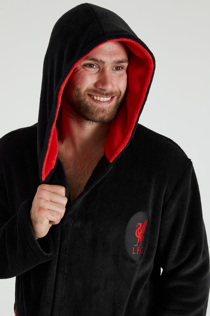 Liverpool F.C. Dressing Gown for Men, Mens Fleece Hooded Robe, Football Gifts - Get Trend