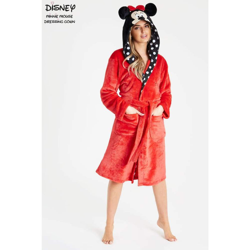 Disney Ladies Dressing Gown Minnie Mouse Fleece Hooded Robe Gifts for Women Dressing Gown Minnie Mouse £23.49