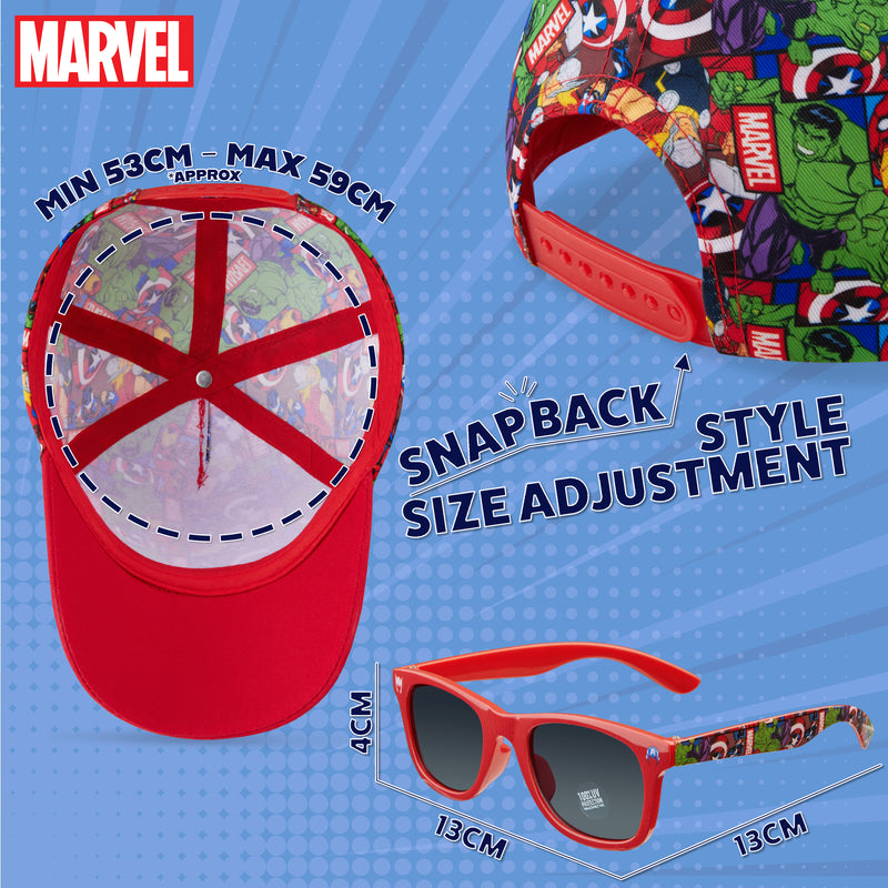 Marvel Baseball Cap and Kids Sunglasses for Boys - 100% UV Protection - Get Trend