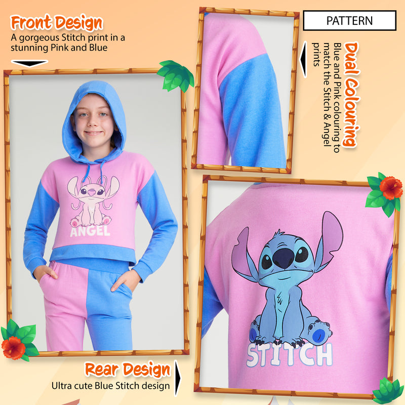 Disney Stitch Hoodie for Girls, Cropped Sweatshirt Kids Tracksuit, Stitch Gifts - Get Trend