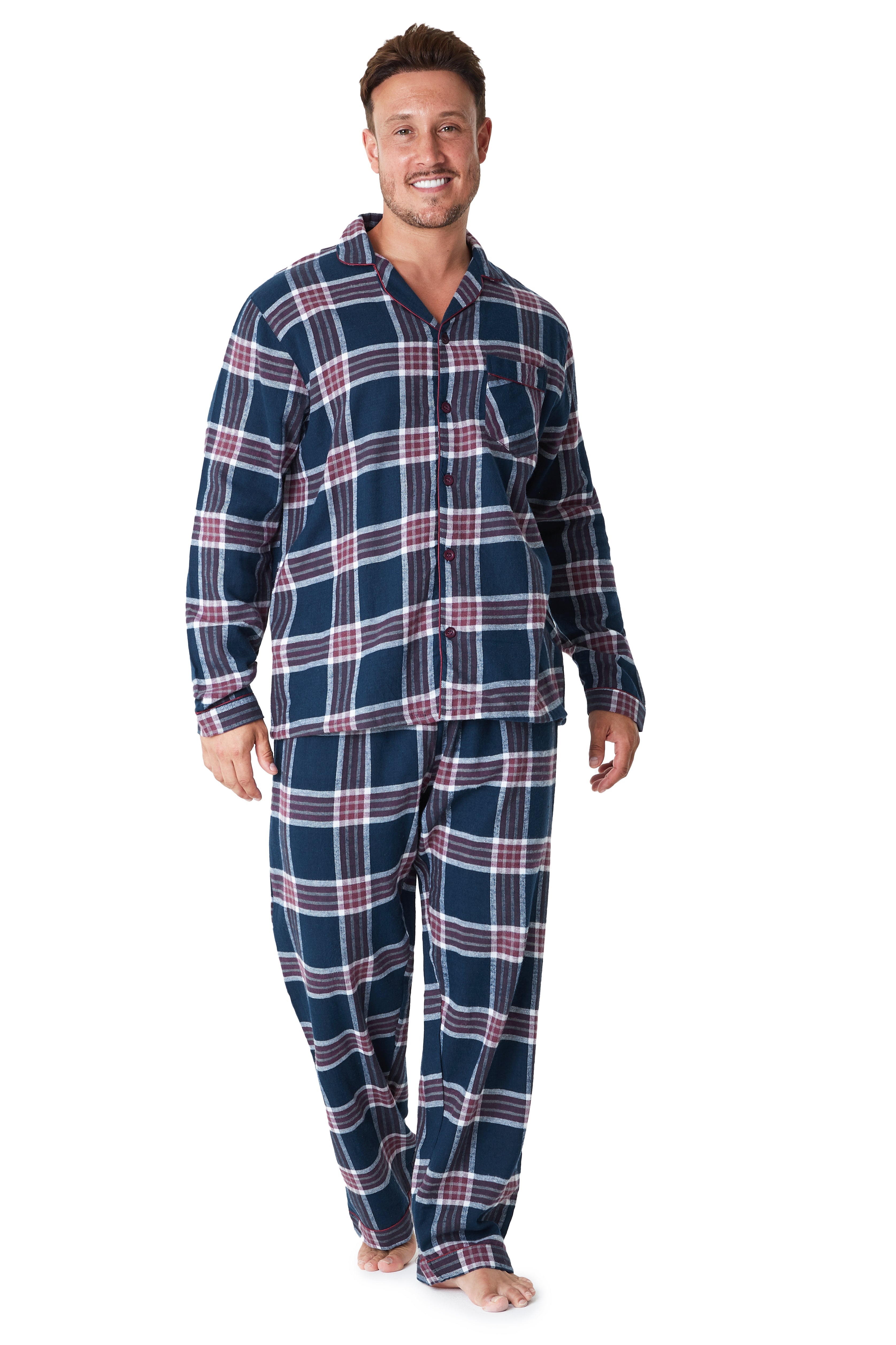 CityComfort Mens Pyjamas Set, Tartan Brushed Cotton Pyjamas - Get Trend