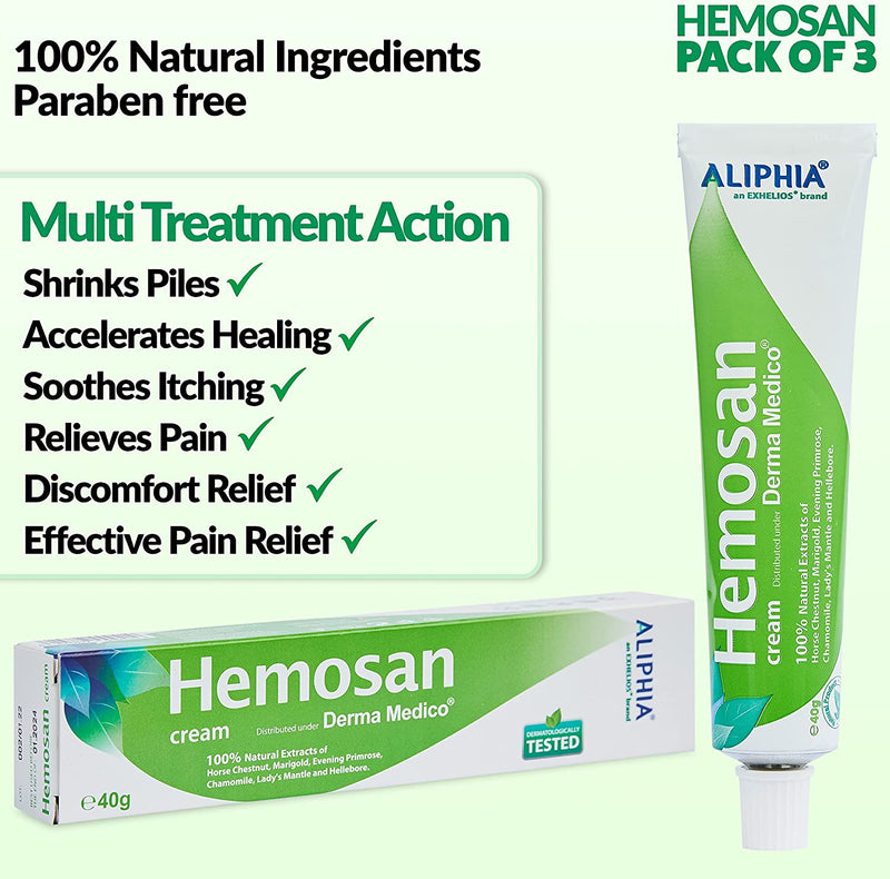 HEMOSAN 3 Pack - Fast Relief Cream Itching, Anal Fissures, Hemorrhoids , Anal Eczemas - Get Trend