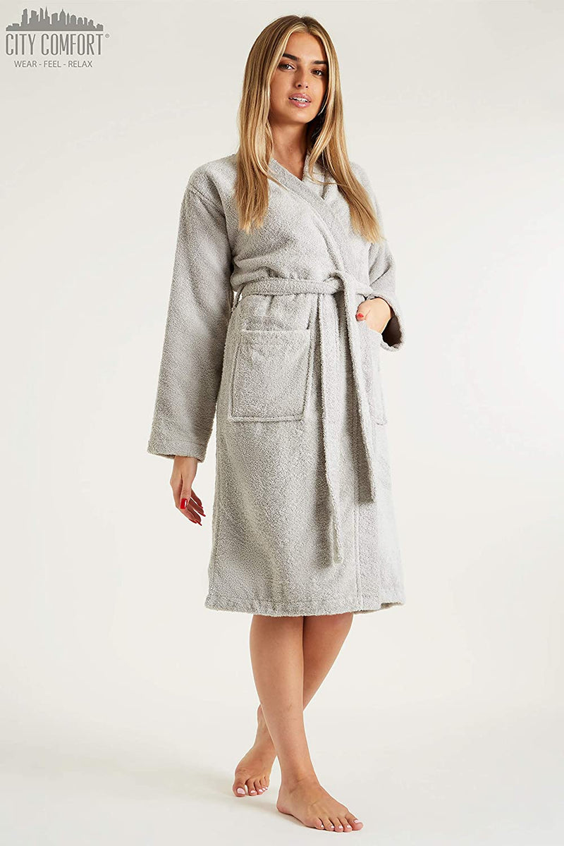 CityComfort Bath Robes for Women Cotton Towelling Dressing Gown - Get Trend