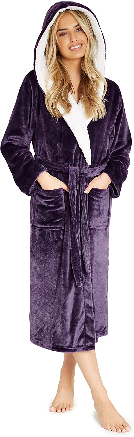 CityComfort Soft Plush Hooded Dressing Gown for Women - Get Trend