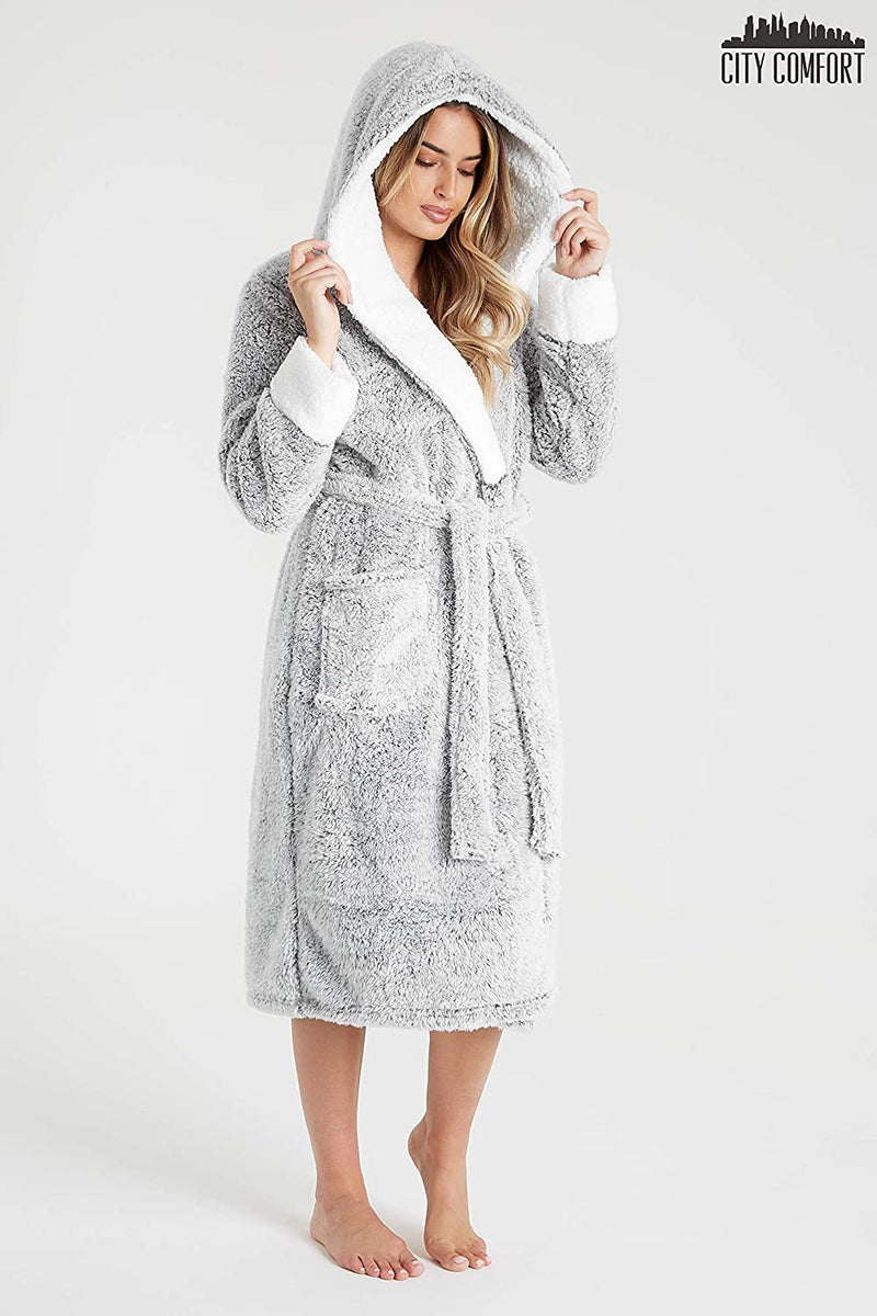 CityComfort Super Soft Fleece Luxurious Fluffy Dressing Gown for Women - Get Trend