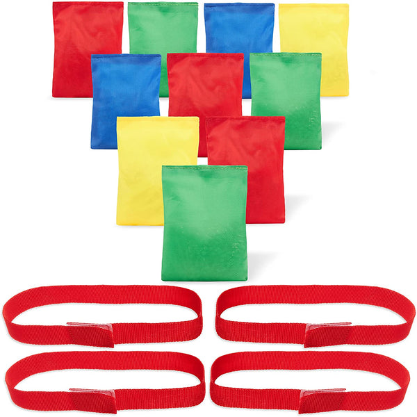 KreativeKraft Outdoor Games for Kids 10 Bean Bags 4 Straps for Three legged Race - Get Trend