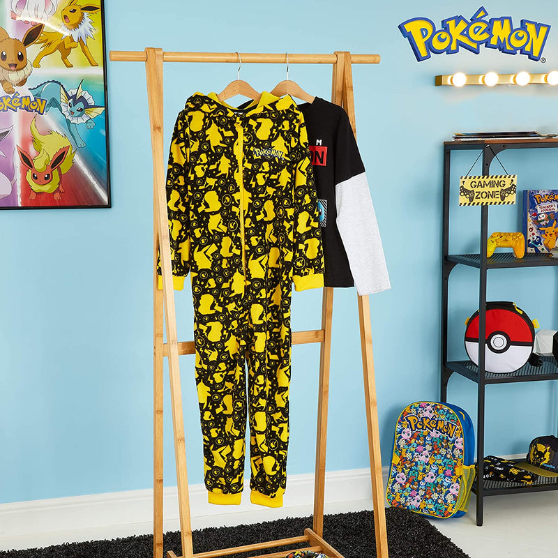 Pokemon Pikachu Fleece Onesie Super Soft Hooded Sleepsuit for Boys Girls Teens - Get Trend