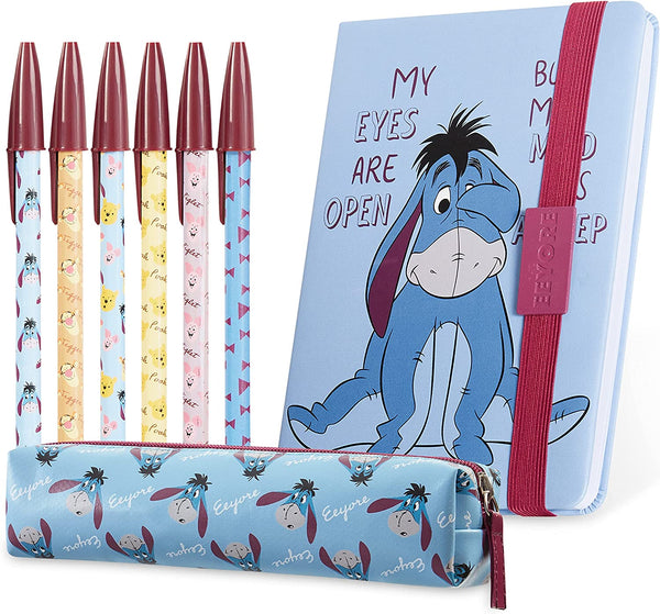 Disney Stationery Set - Eeyore Notebook, Pens & Pencil Case Set - Get Trend