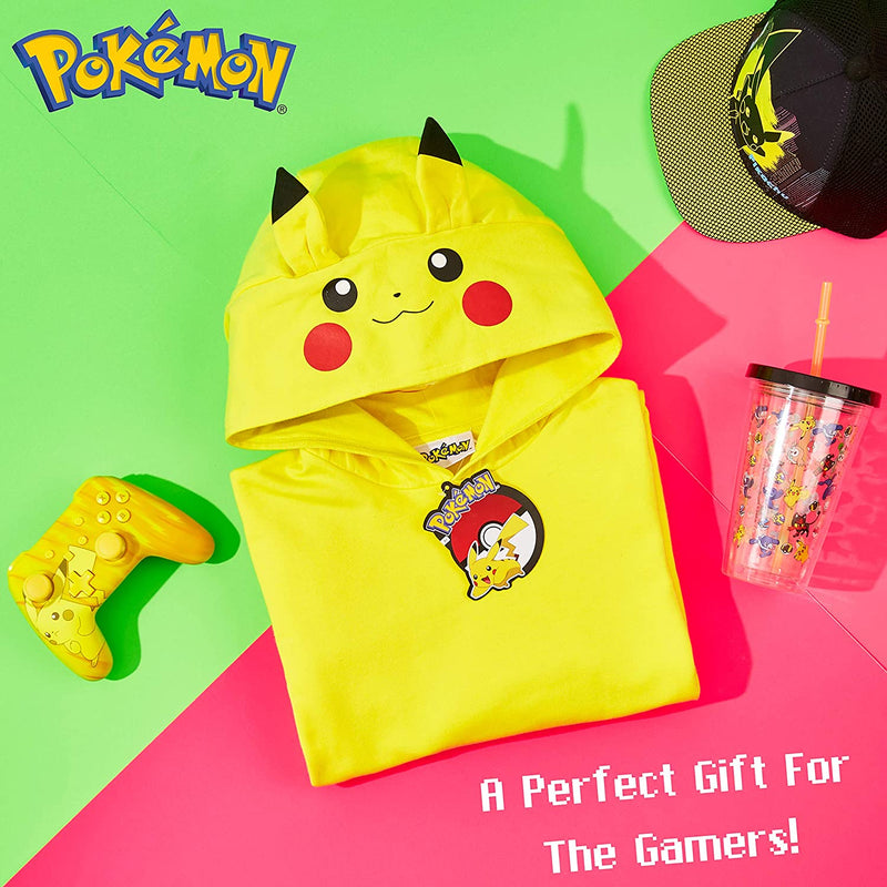 Pokémon Yellow Hoodie Kids, Pikachu Sweatshirt Cotton with 3D Ears Boys Teens - Get Trend