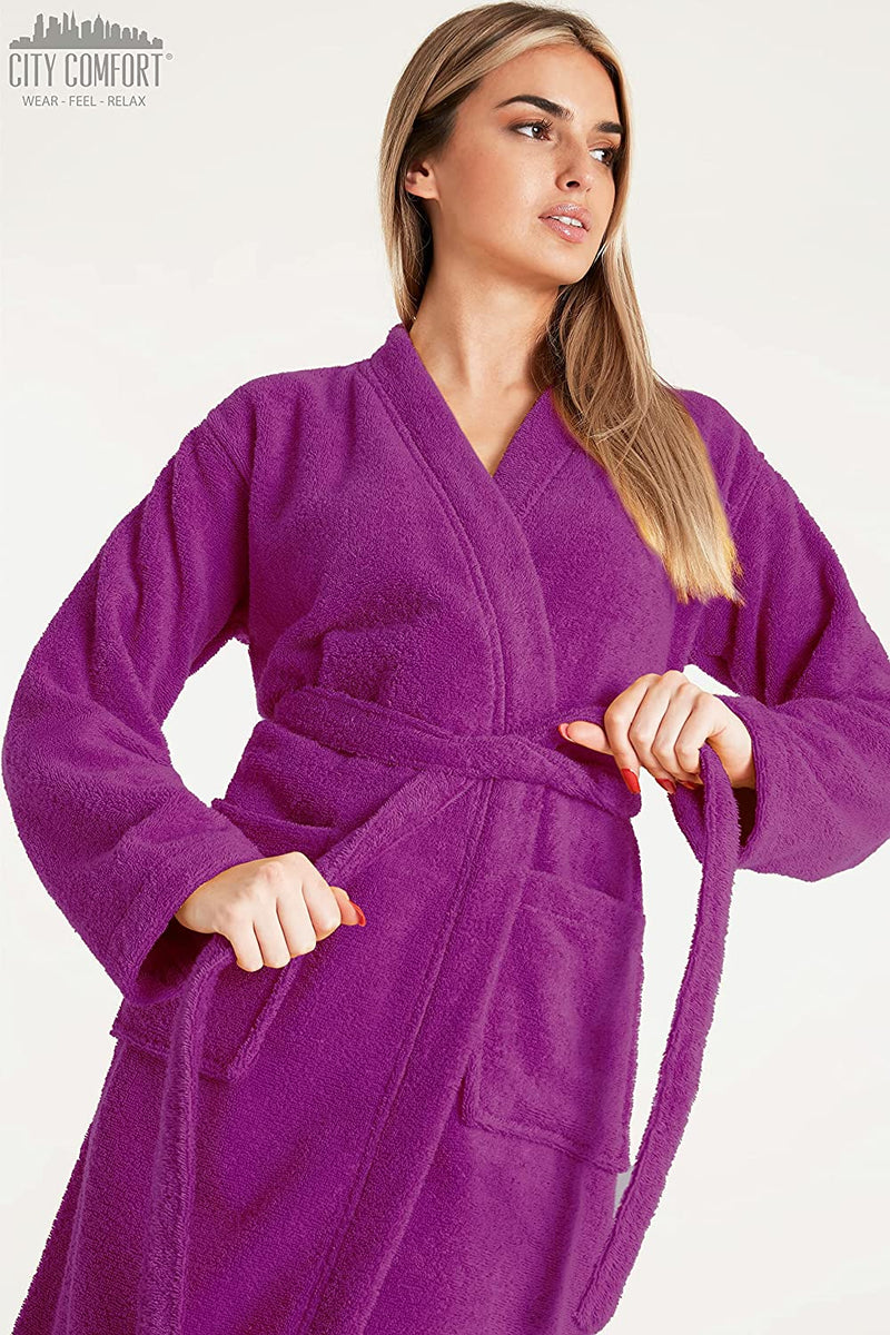 CityComfort Bath Robes for Women Cotton Towelling Dressing Gown - Get Trend