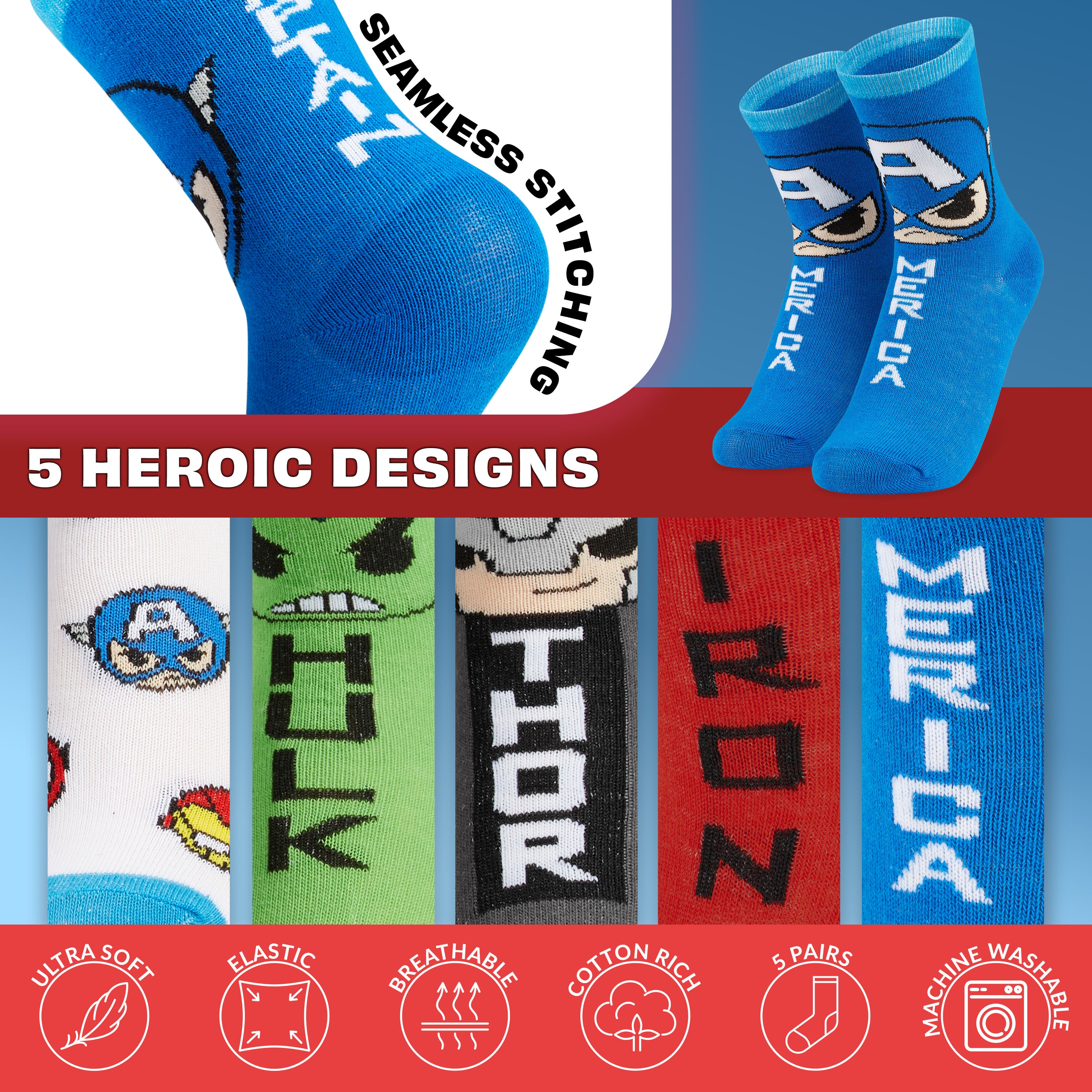 Marvel Boys Socks, Superhero Avengers Socks Multipack - Get Trend
