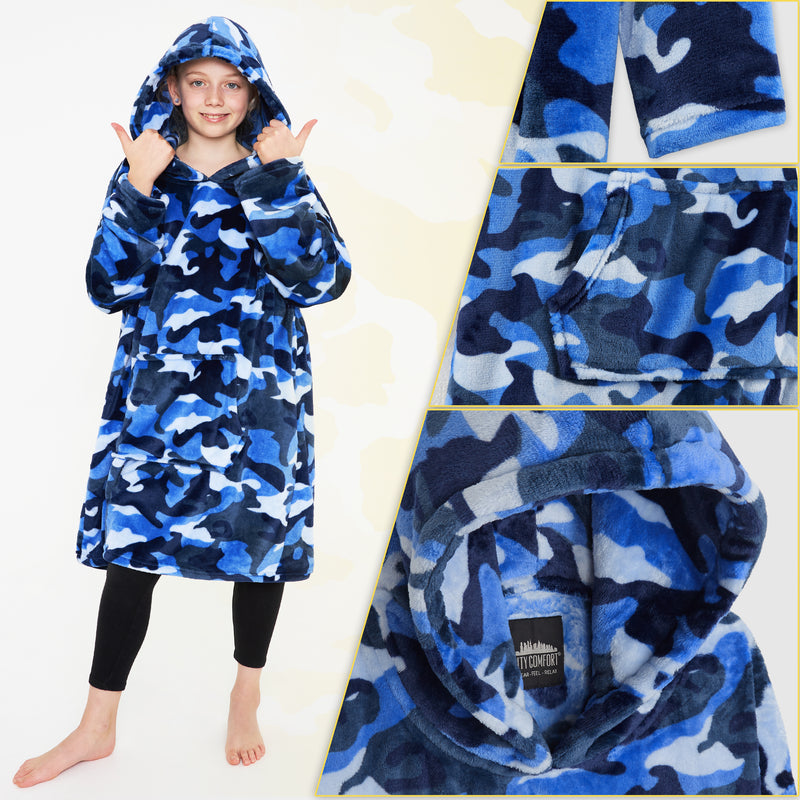 CityComfort Hoodie For Kids, Fleece Oversized Hoodie Blanket - Get Trend