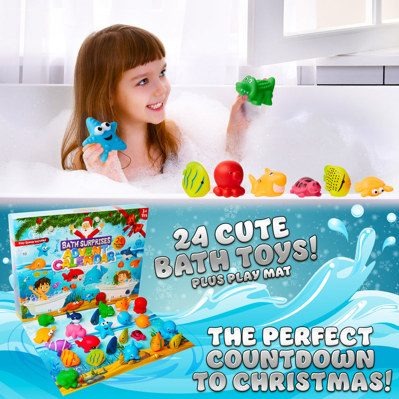 KreativeKraft Toy Advent Calendar for Kids, Rubber Bath Toys Christmas Countdown Calendar (Bath) - Get Trend