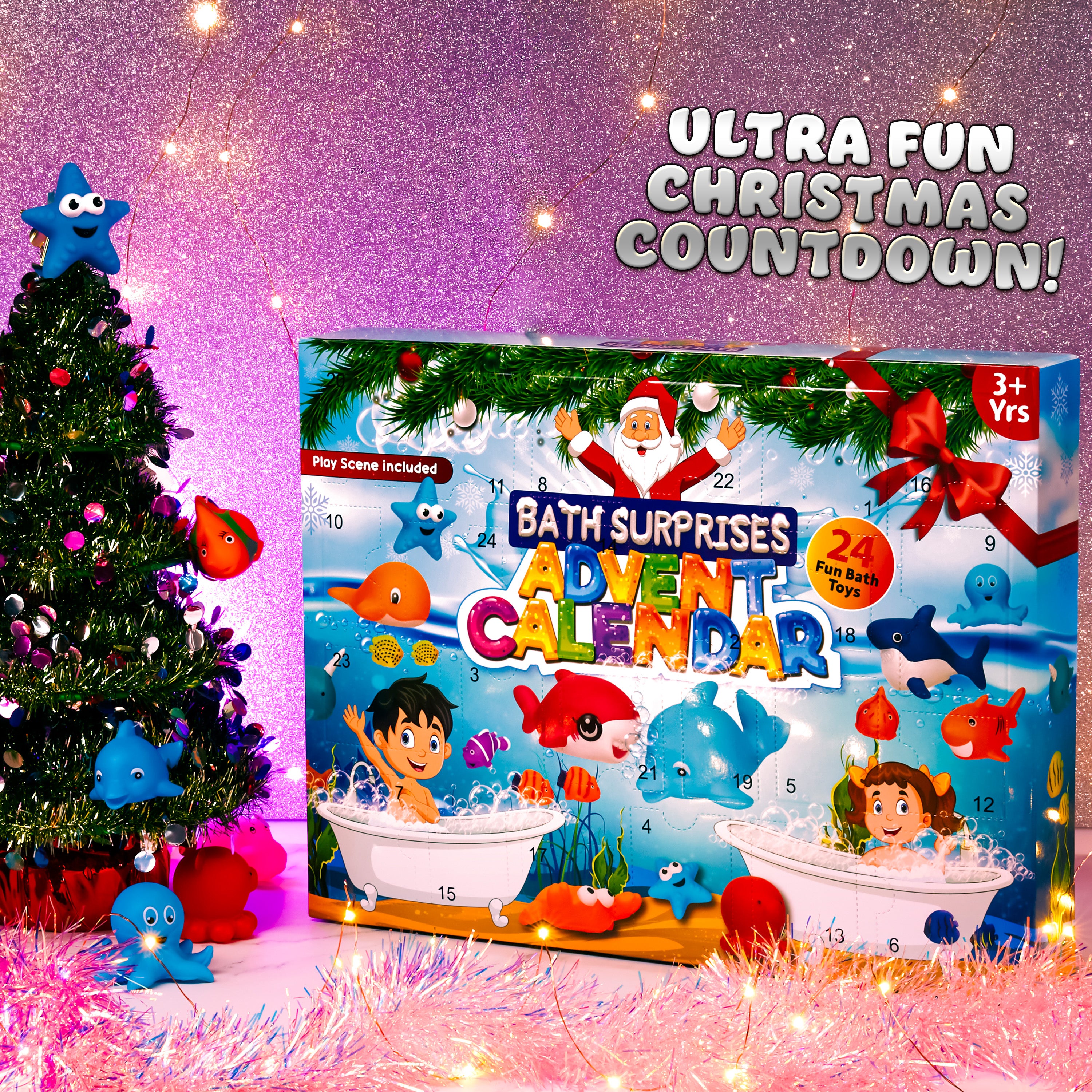 KreativeKraft Toy Advent Calendar for Kids, Rubber Bath Toys Christmas Countdown Calendar (Bath) - Get Trend