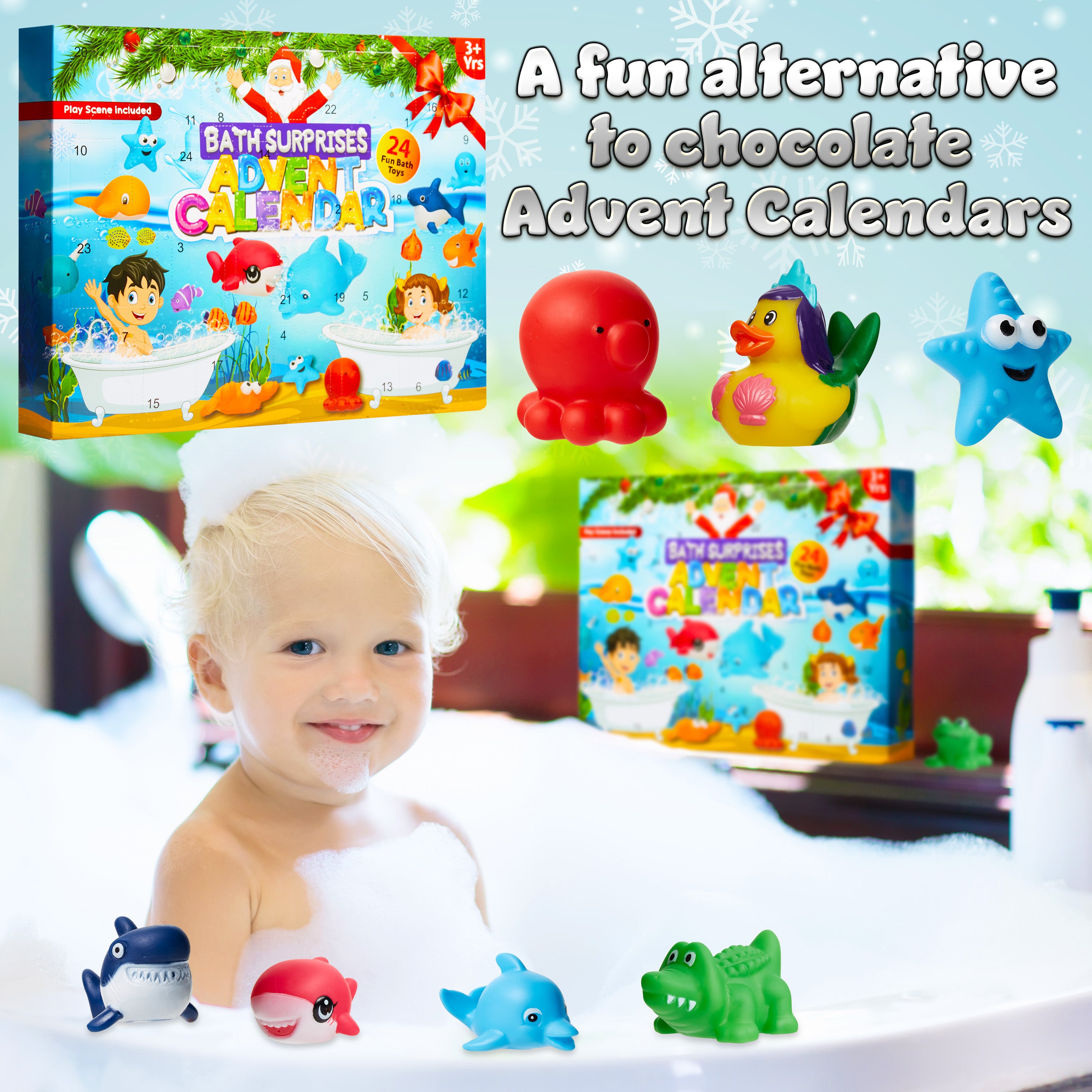 KreativeKraft Toy Advent Calendar for Kids, Rubber Bath Toys Christmas Countdown Calendar (Bath) - Get Trend