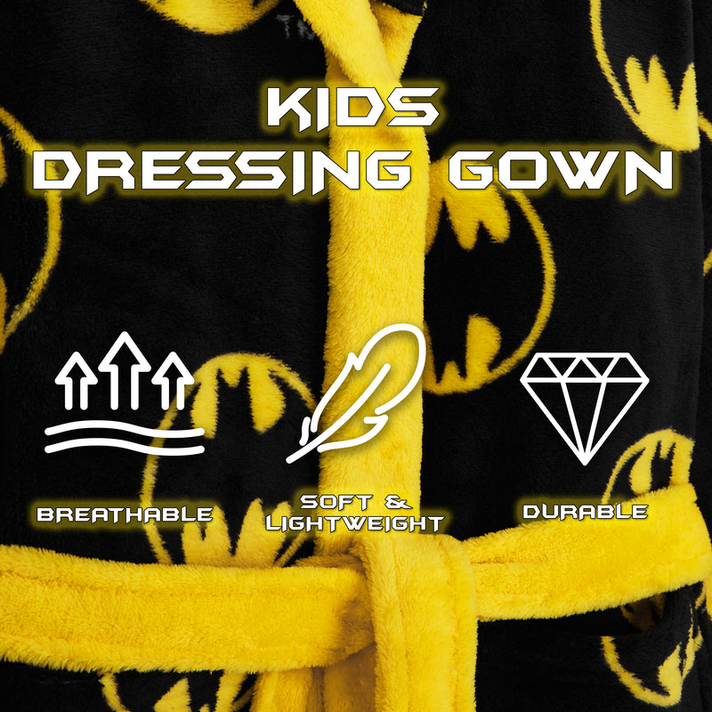 DC COMICS Boys Dressing Gown - Kids Hooded Fleece Batman Robe - Get Trend