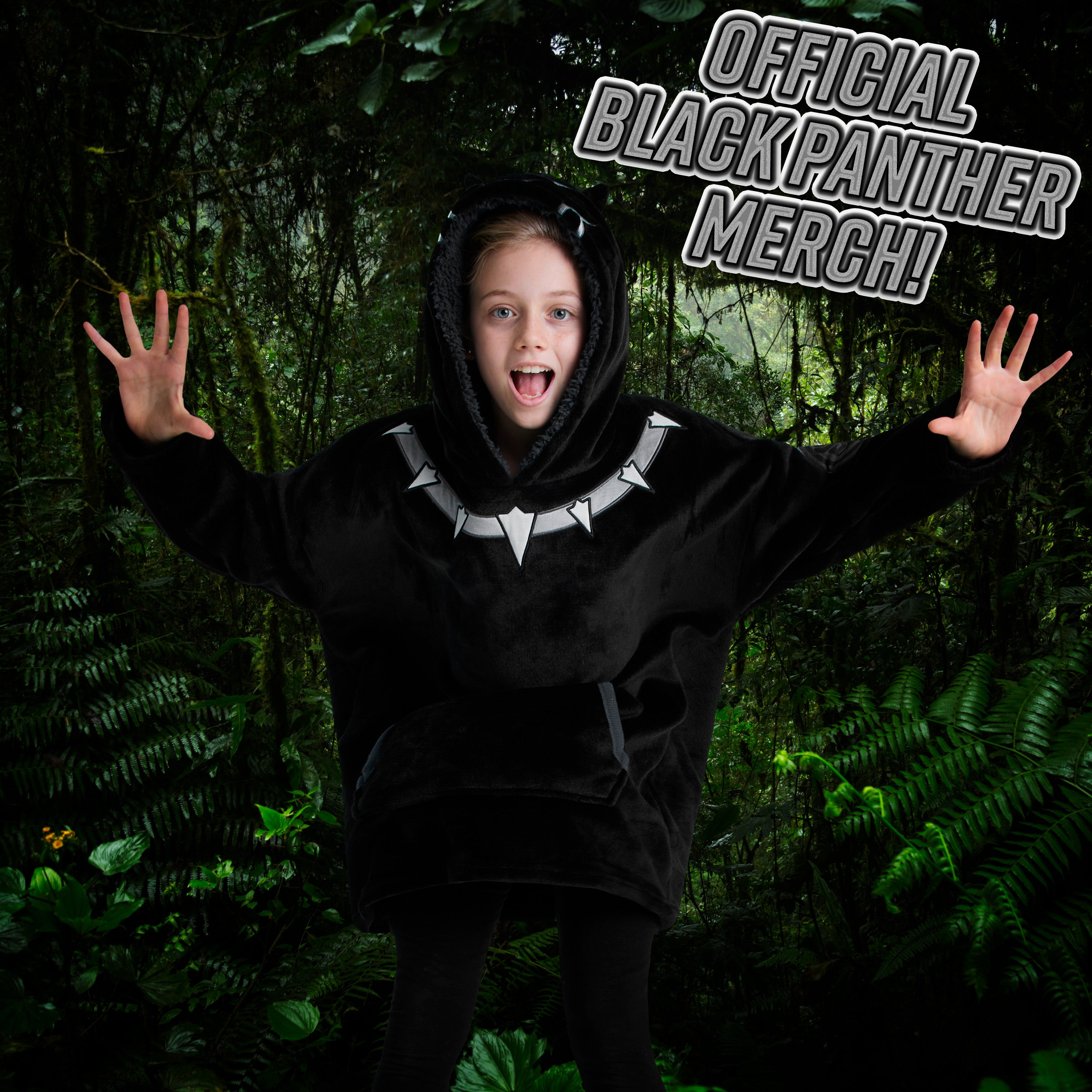 Marvel Oversized Hoodie Blanket for Kids, Black Panther Avengers Gifts for Boys - Get Trend
