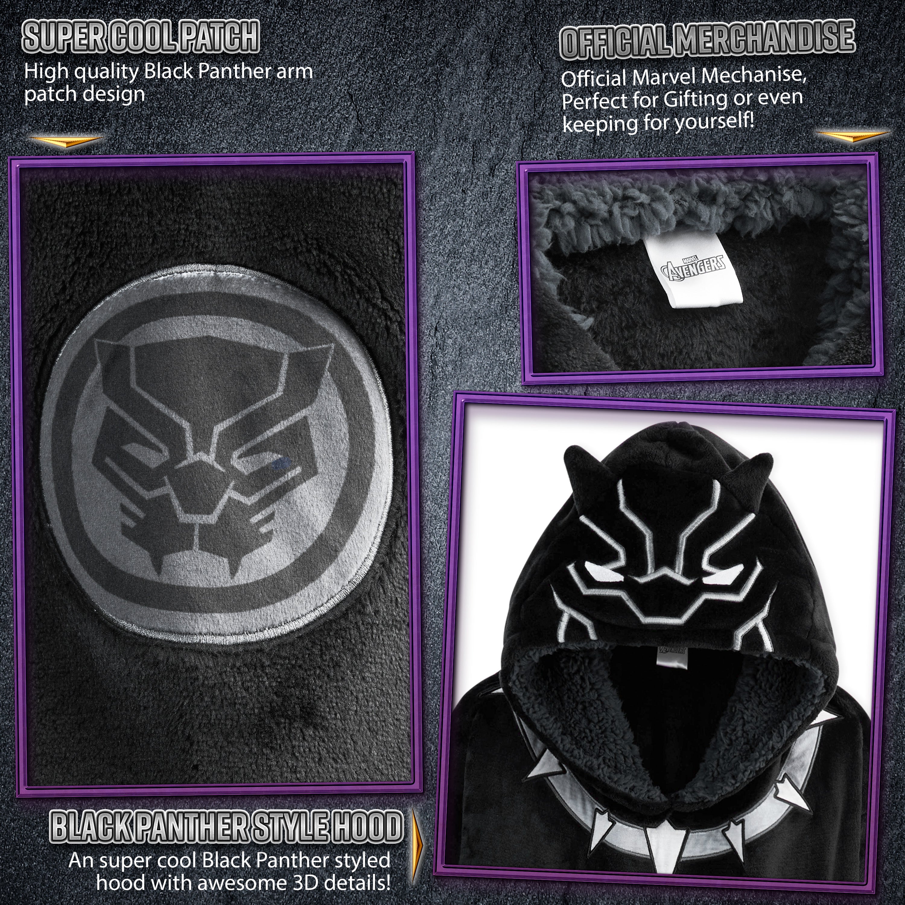 Marvel Oversized Hoodie Blanket for Kids, Black Panther Avengers Gifts for Boys - Get Trend