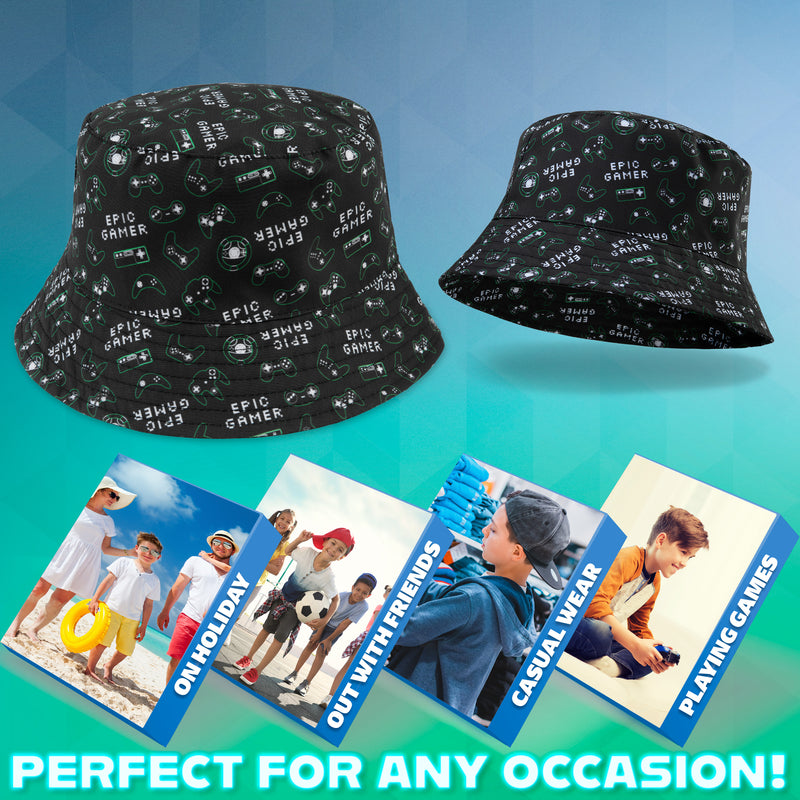 CityComfort Bucket Hat Kids Gamer Sun Hat for Boys and Girls - Black - Get Trend