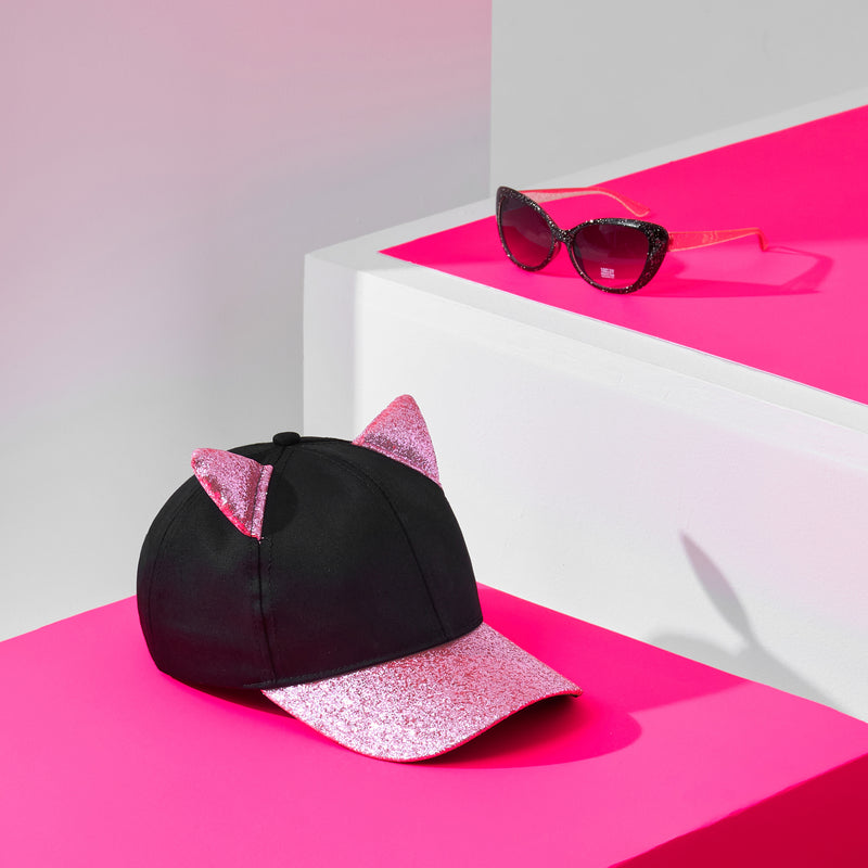 CityComfort Baseball Cap and Kids Sunglasses Set for Girls - Glitter Sun Hat and UV Protection Girls Sunglasses - Get Trend