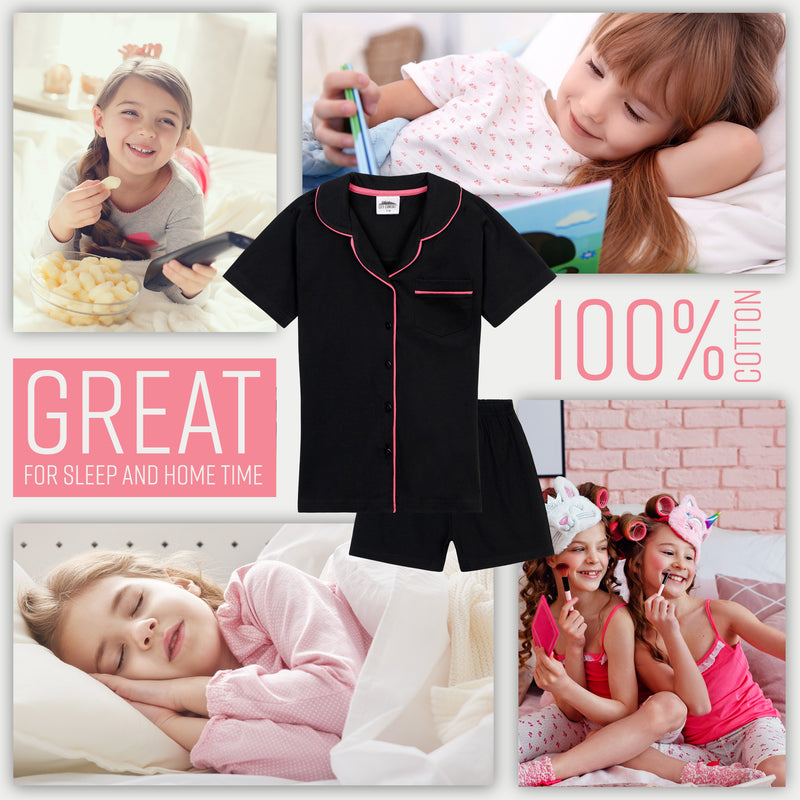 CityComfort Girls Pyjamas Summer Nightwear Sets Button Down Short Pyjamas for Kids - Get Trend