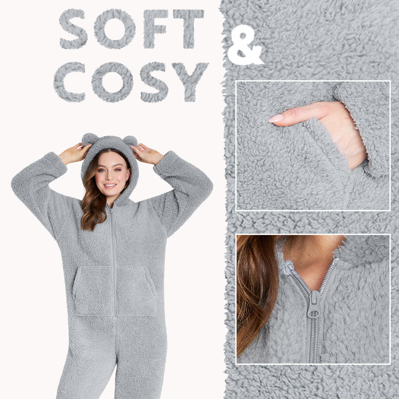 CityComfort Onesies for Women, Teddy Fleece Onesie, Warm Fluffy Loungewear - Get Trend