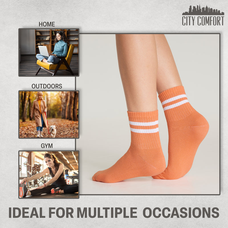 CityComfort Socks Women, Multipack of Sports Retro Ankle Socks for Women and Teens - Get Trend