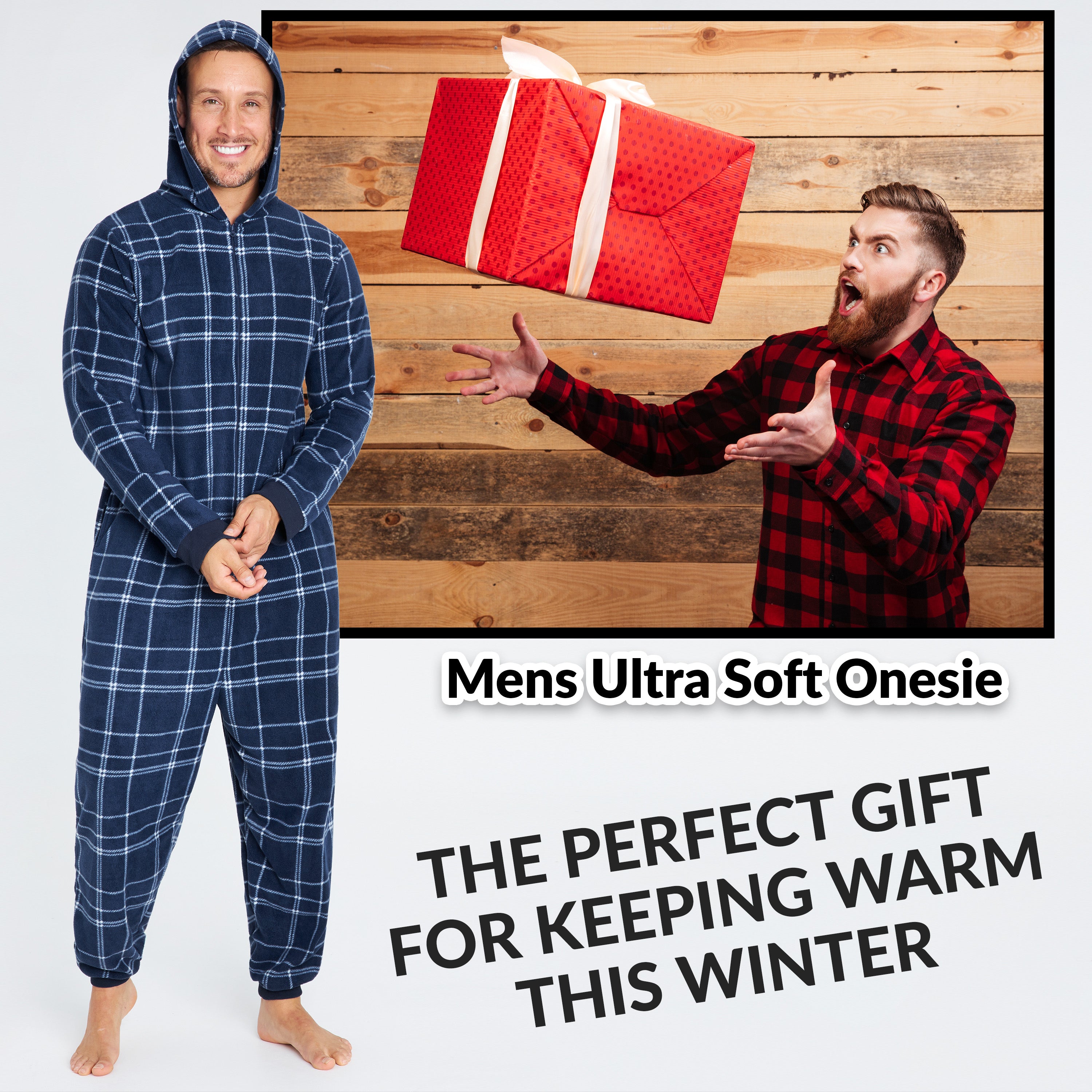 CityComfort Onesies for Men, Hooded Fleece Onesie, Gifts for Men - Get Trend