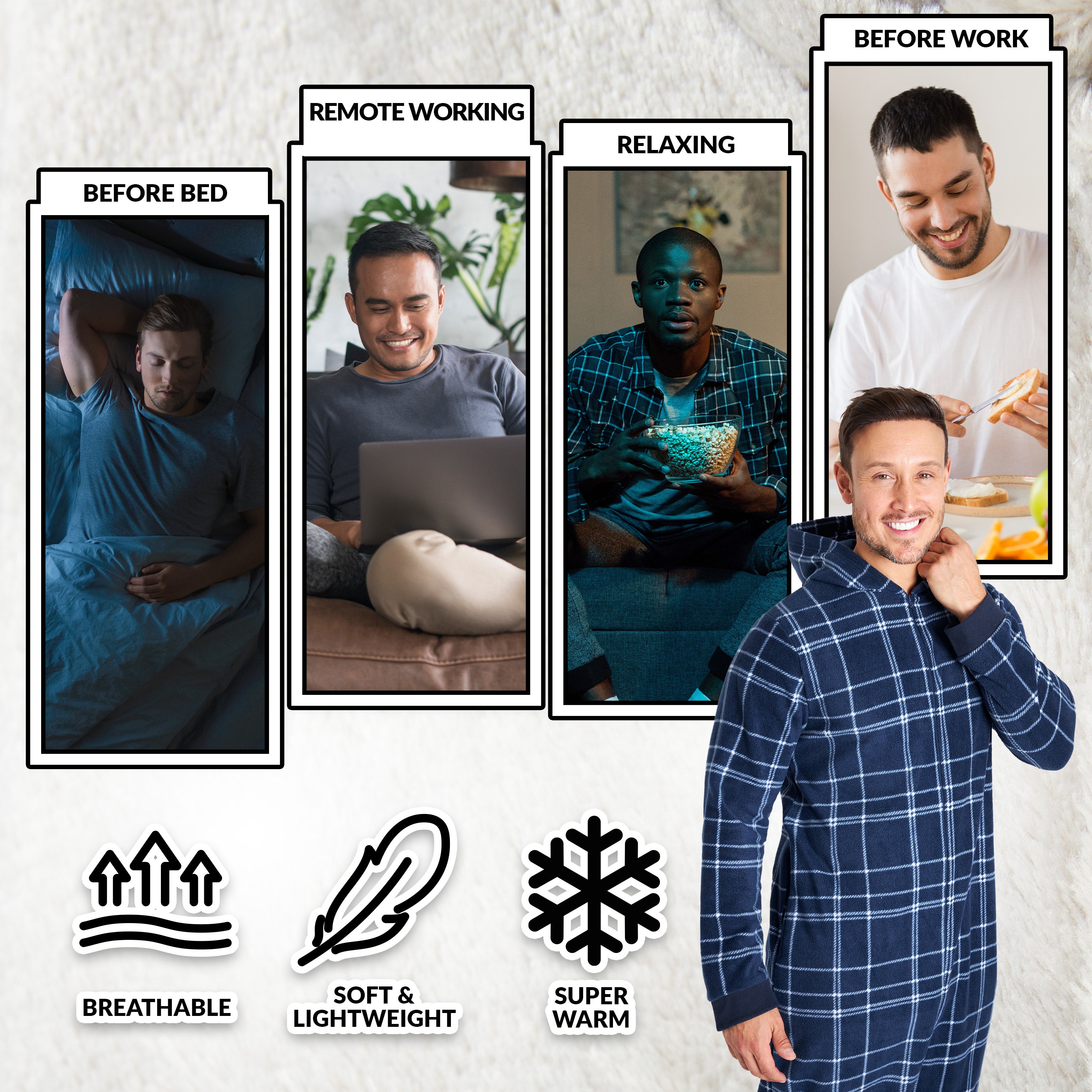 CityComfort Onesies for Men, Hooded Fleece Onesie, Gifts for Men - Get Trend