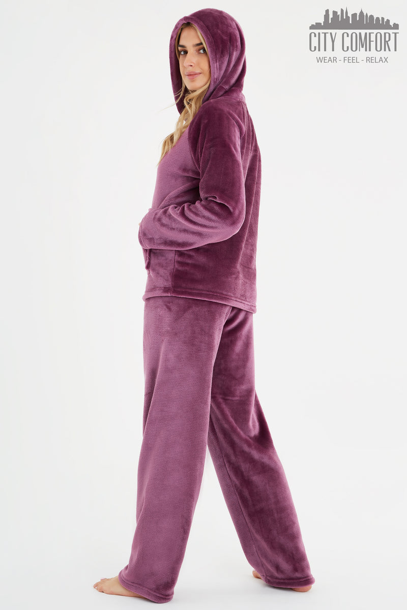 CityComfort Women's Pyjama Sets, Hooded Fleece Pyjamas for Women and Teens - Get Trend