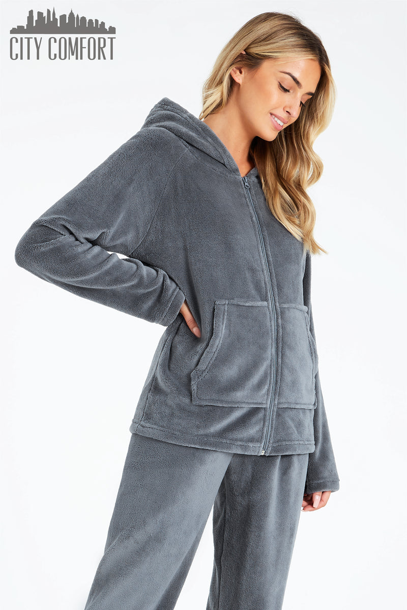 CityComfort Women's Pyjama Sets, Hooded Fleece Pyjamas for Women and Teens - Get Trend